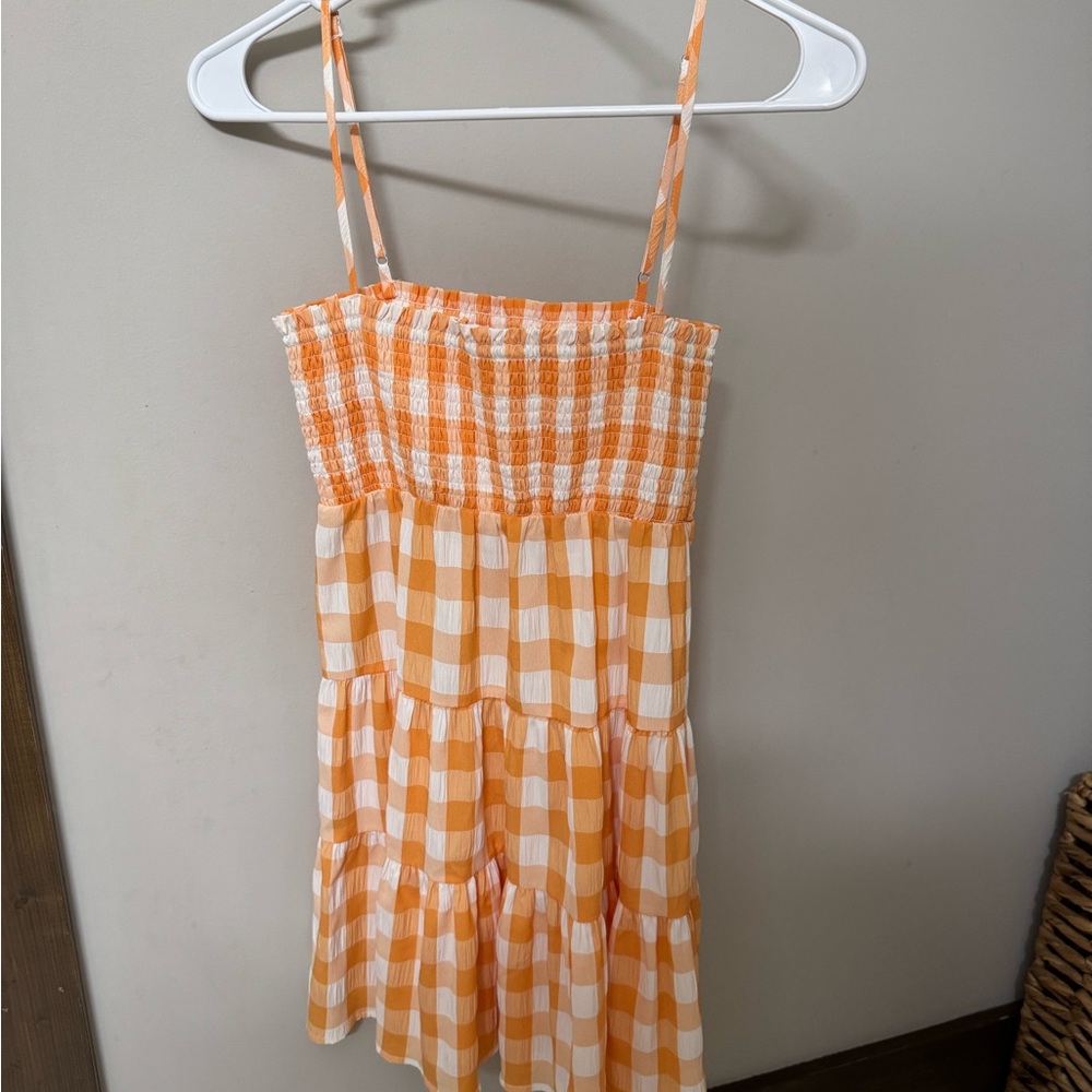 BB Dakota Orange and White Checkered Mini Dress